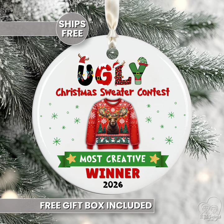 Ugly Christmas Sweater Contest Prize Ornament | Custom Winner Trophy Gift