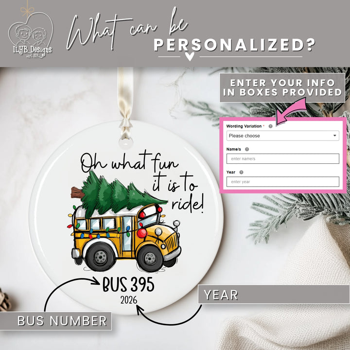 Bus Driver Ornament | Oh What Fun It Is to Ride | Personalized Gift