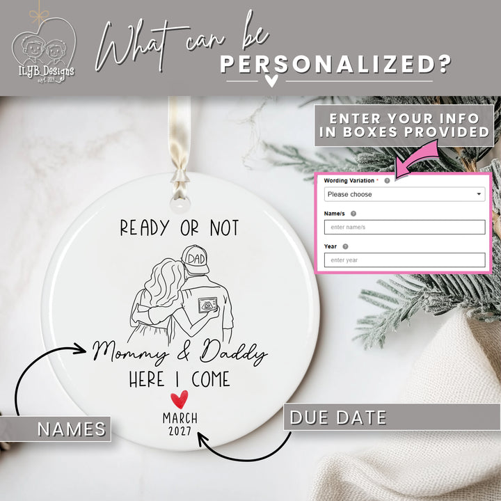 Expecting Parents Ultrasound Pregnancy Announcement Ornament | Ceramic Keepsake