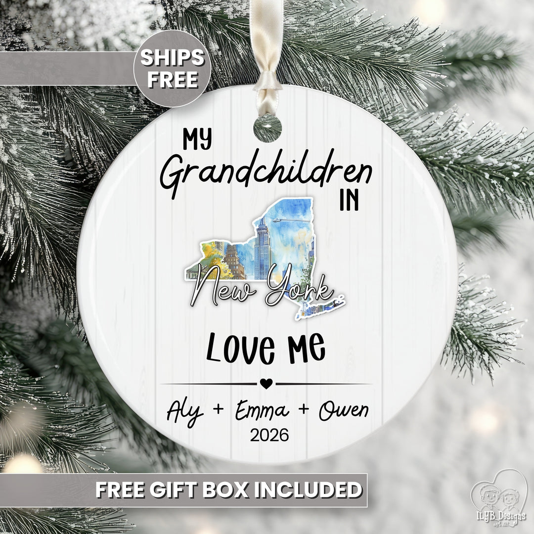 My Grandchild Loves Me State Ornament | Long Distance Grandparent Christmas Gift