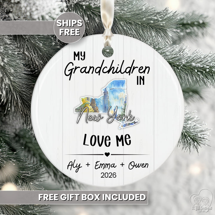 My Grandchild Loves Me State Ornament | Long Distance Grandparent Christmas Gift