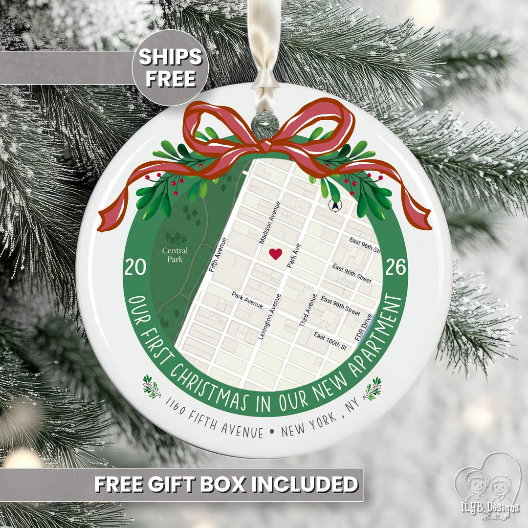 Personalized New Apartment Ornament | Custom Address Map