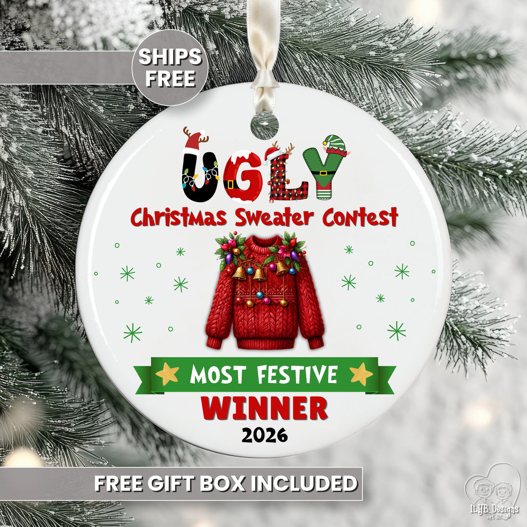 Ugly Christmas Sweater Contest Prize Ornament | Custom Winner Trophy Gift