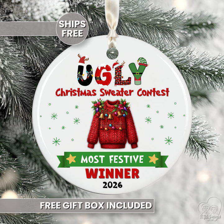Ugly Christmas Sweater Contest Prize Ornament | Custom Winner Trophy Gift