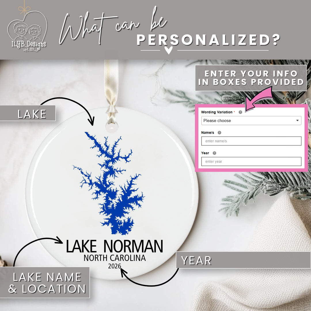 Custom Lake Ornament | Personalized with Any Lake | Ceramic Keepsake