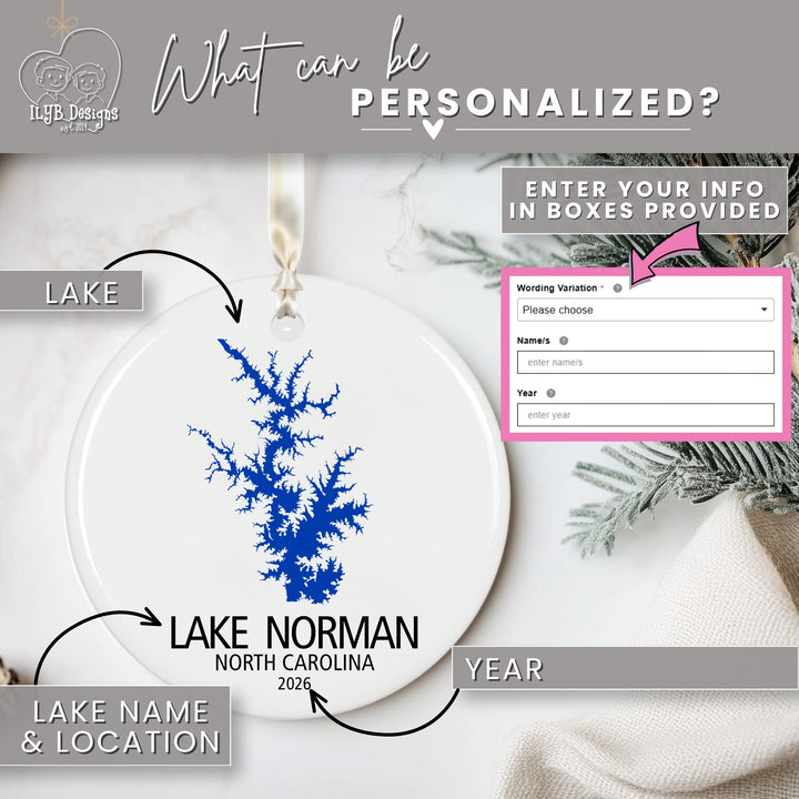 Custom Lake Ornament | Personalized with Any Lake | Ceramic Keepsake