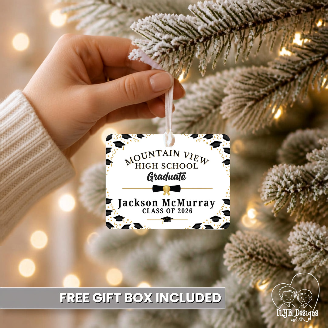 Graduation Ornament | High School or College Graduate Gift | Personalized Ceramic Christmas Ornament