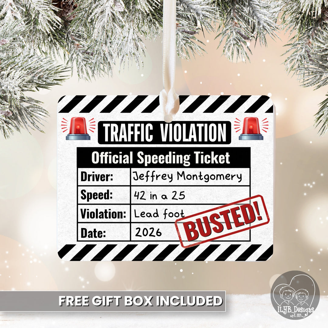 Funny speeding ticket new driver personalized ceramic Christmas ornament - view 10