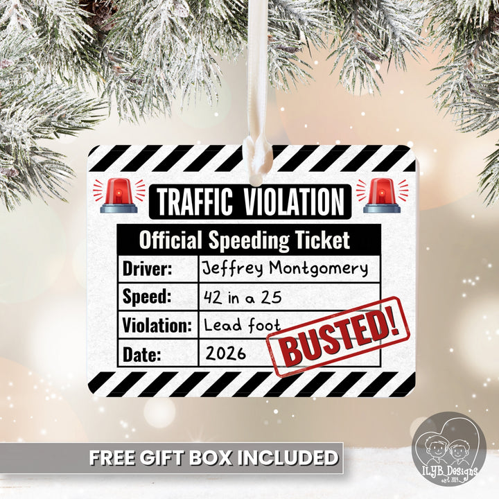 Funny speeding ticket new driver personalized ceramic Christmas ornament - view 10