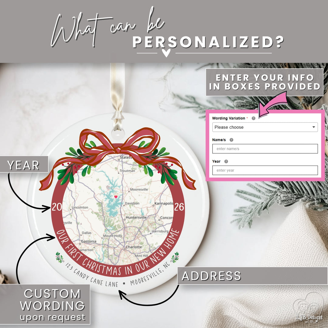 Personalized New Home Christmas Ornament | Custom Address Map