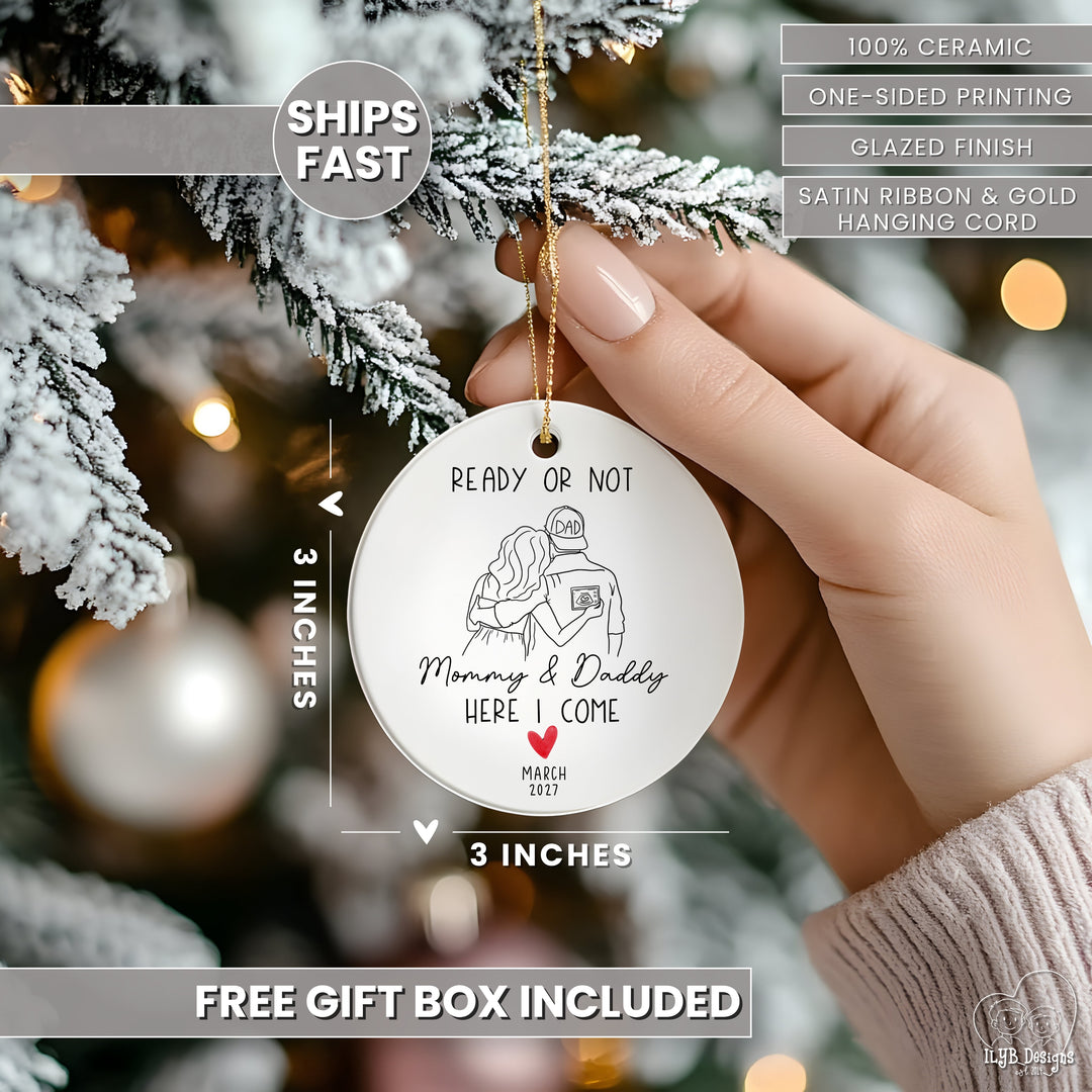 Expecting Parents Ultrasound Pregnancy Announcement Ornament | Ceramic Keepsake