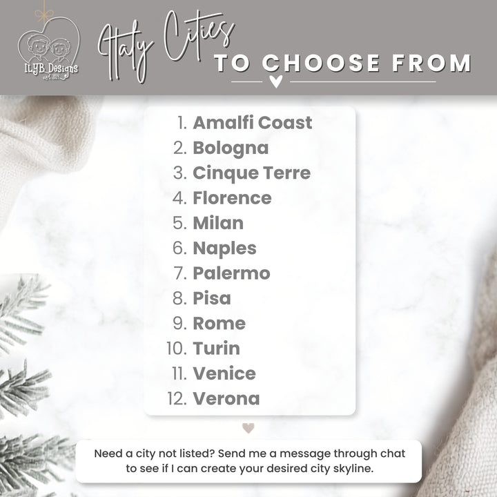 Personalized Italy Engagement Ornament | City Skyline Custom