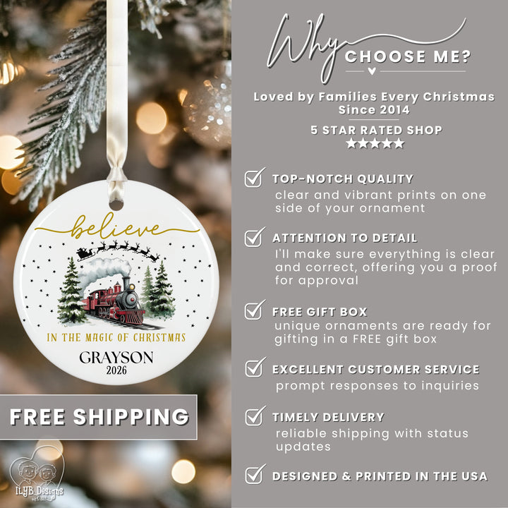 Why choose me? 5 star rated shop. Loved by families every Christmas since 2014. Top-notch quality, attention to detail, free gift box, excellent customer service, timely delivery, designed &amp; printed in the USA. Free shipping.