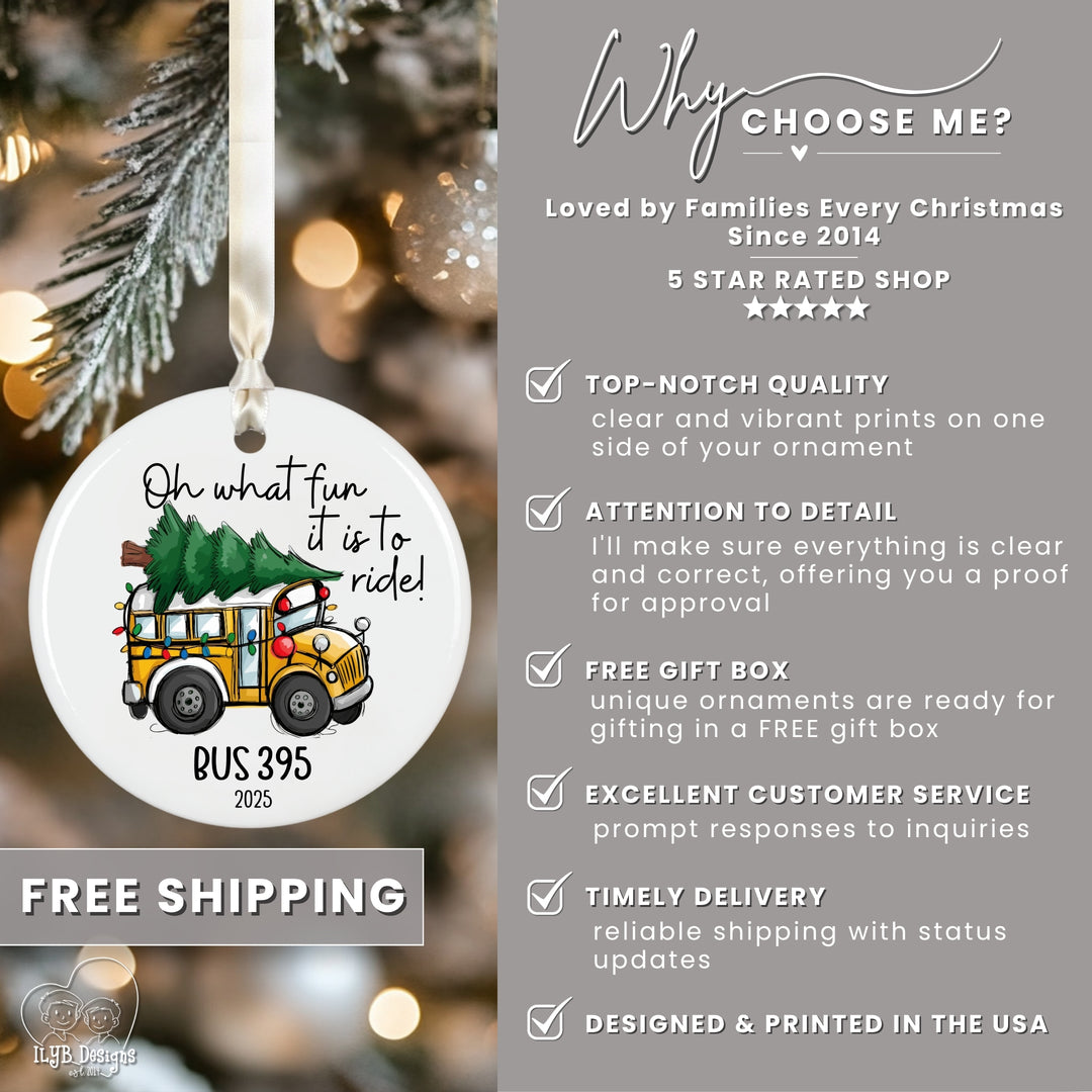 Bus Driver Ornament | Oh What Fun It Is to Ride | Personalized Gift