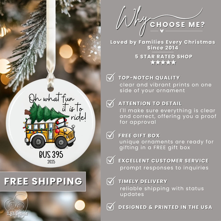 Bus Driver Ornament | Oh What Fun It Is to Ride | Personalized Gift
