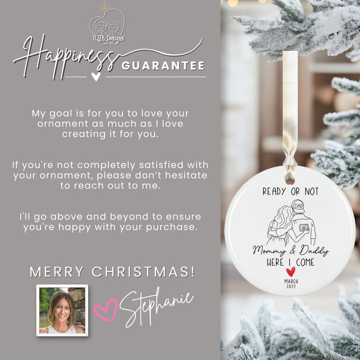 Expecting Parents Ultrasound Pregnancy Announcement Ornament | Ceramic Keepsake