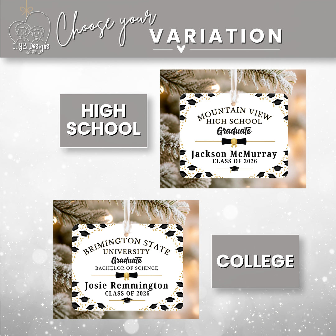 Graduation Ornament | High School or College Graduate Gift | Personalized Ceramic Christmas Ornament