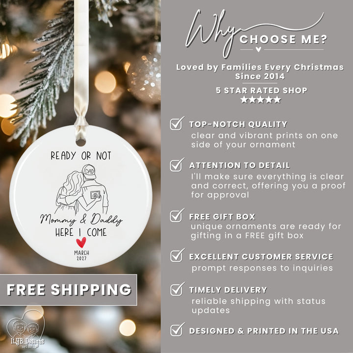 Expecting Parents Ultrasound Pregnancy Announcement Ornament | Ceramic Keepsake