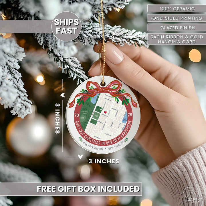 Personalized New Apartment Ornament | Custom Address Map