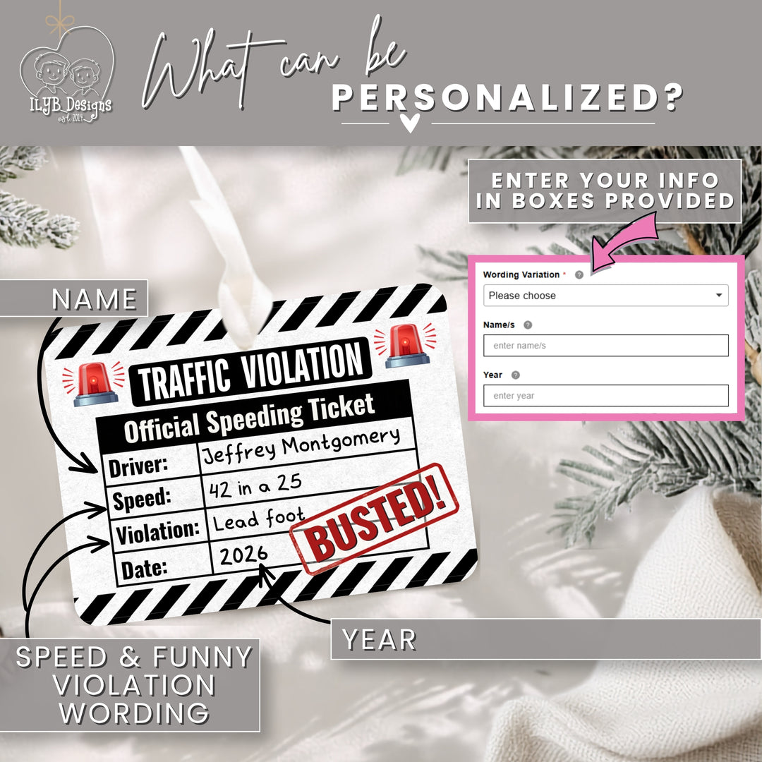Funny speeding ticket new driver personalized ceramic Christmas ornament - view 5
