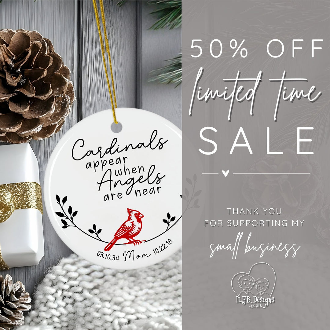 50% off limited time sale, no code needed. Thank you for supporting my small business. ILYB Designs logo on bottom.