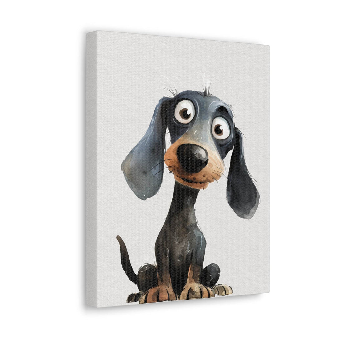 Canvas print of a cartoon dog with large eyes on a white background