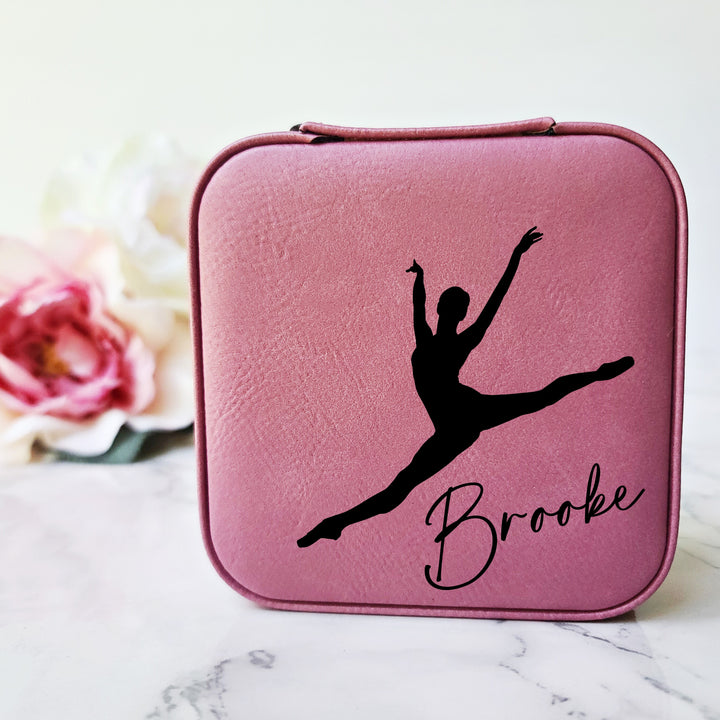 Dancer Silhouette & Name Travel Jewelry Box
