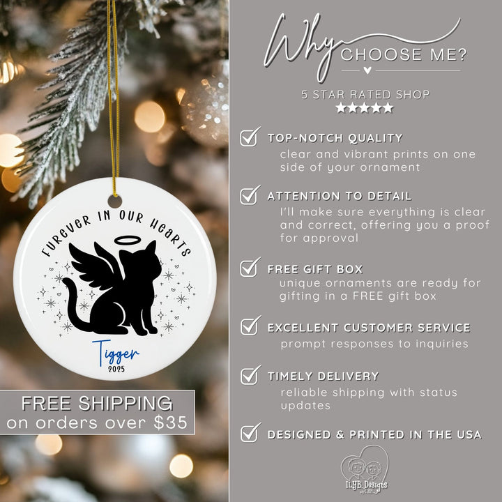 Furever in Our Hearts Dog & Cat Angel Memorial Ornament | Personalized Pet Memorial Ornament