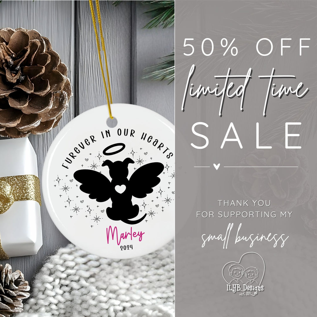 Furever in Our Hearts Dog & Cat Angel Memorial Ornament | Personalized Pet Memorial Ornament