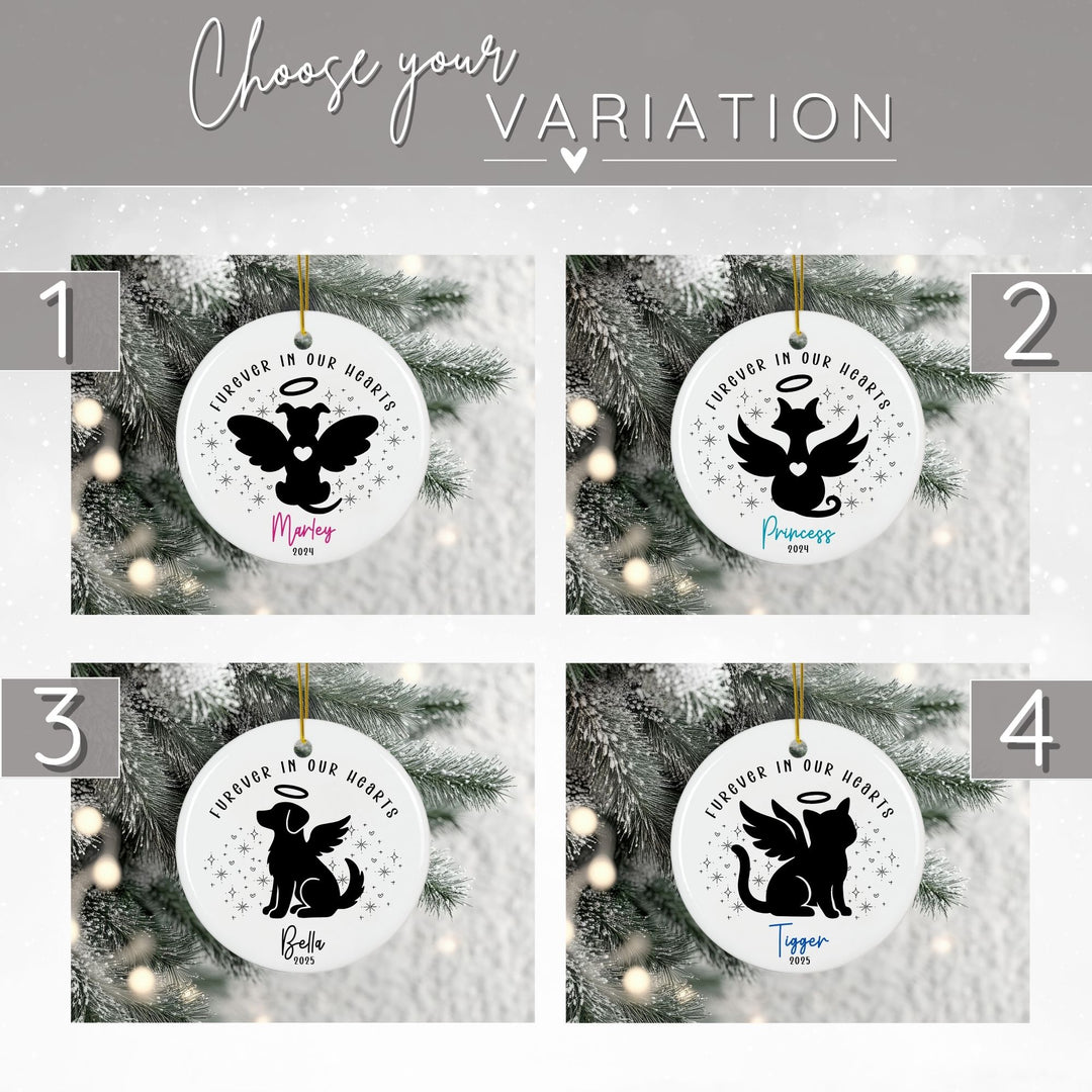 Furever in Our Hearts Dog & Cat Angel Memorial Ornament | Personalized Pet Memorial Ornament