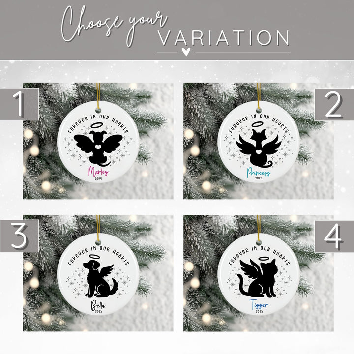 Furever in Our Hearts Dog & Cat Angel Memorial Ornament | Personalized Pet Memorial Ornament