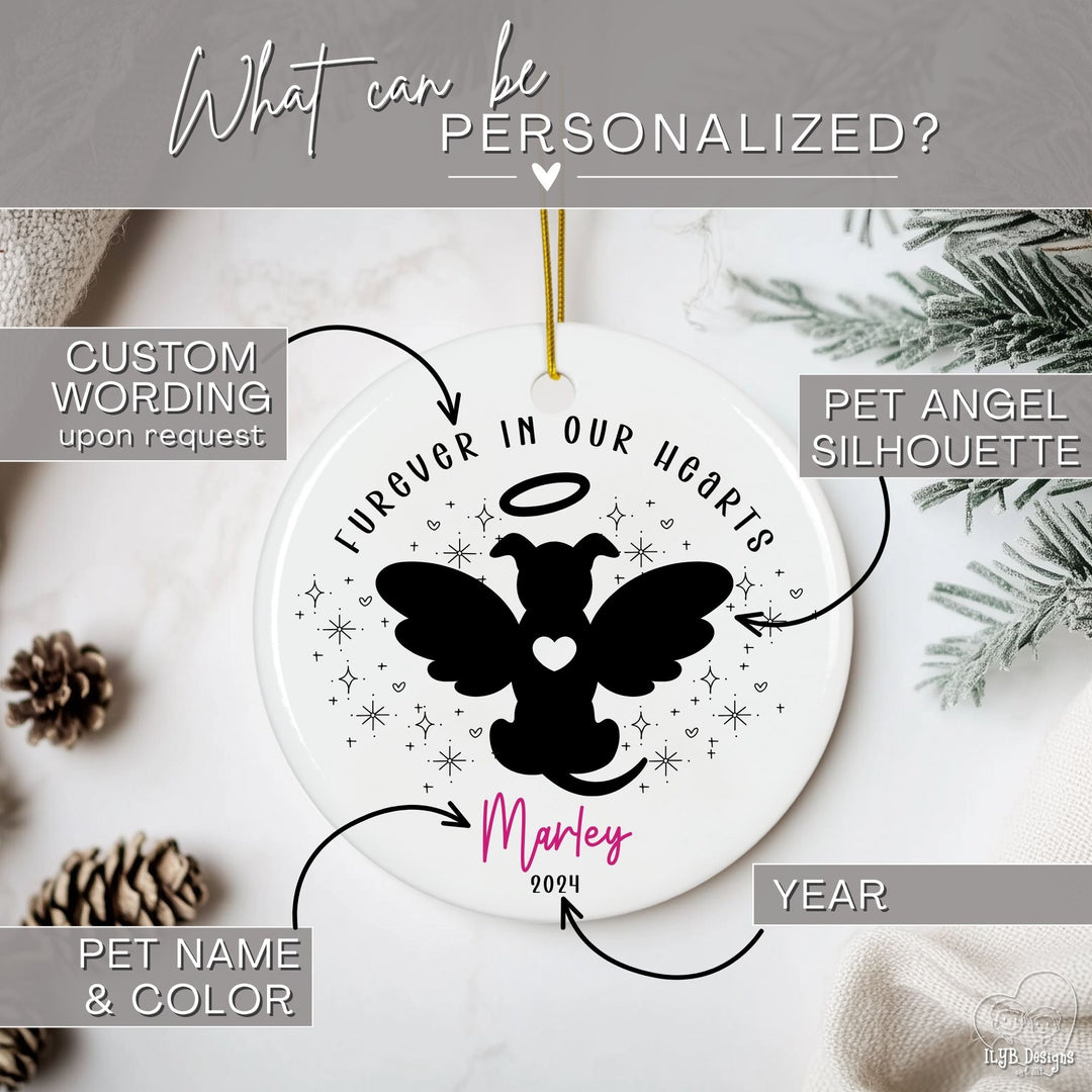 Furever in Our Hearts Dog & Cat Angel Memorial Ornament | Personalized Pet Memorial Ornament