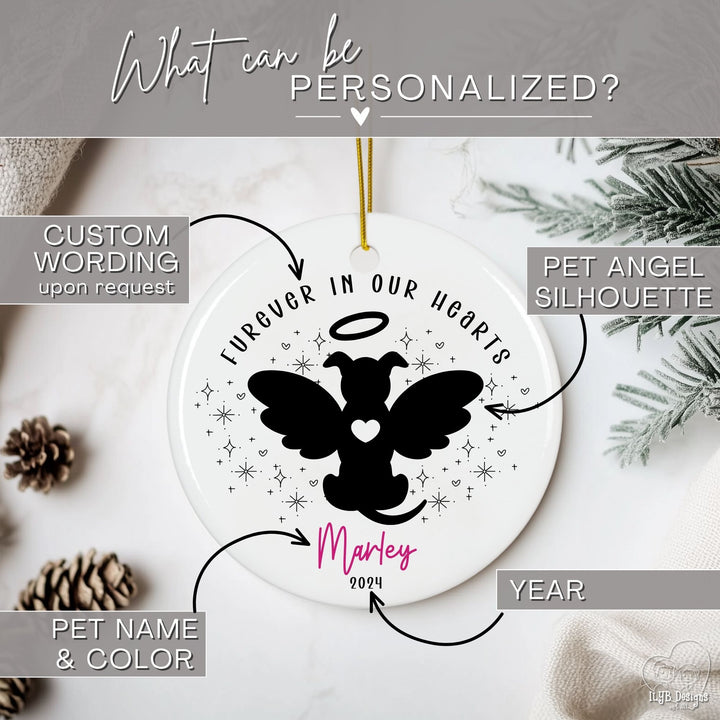Furever in Our Hearts Dog & Cat Angel Memorial Ornament | Personalized Pet Memorial Ornament