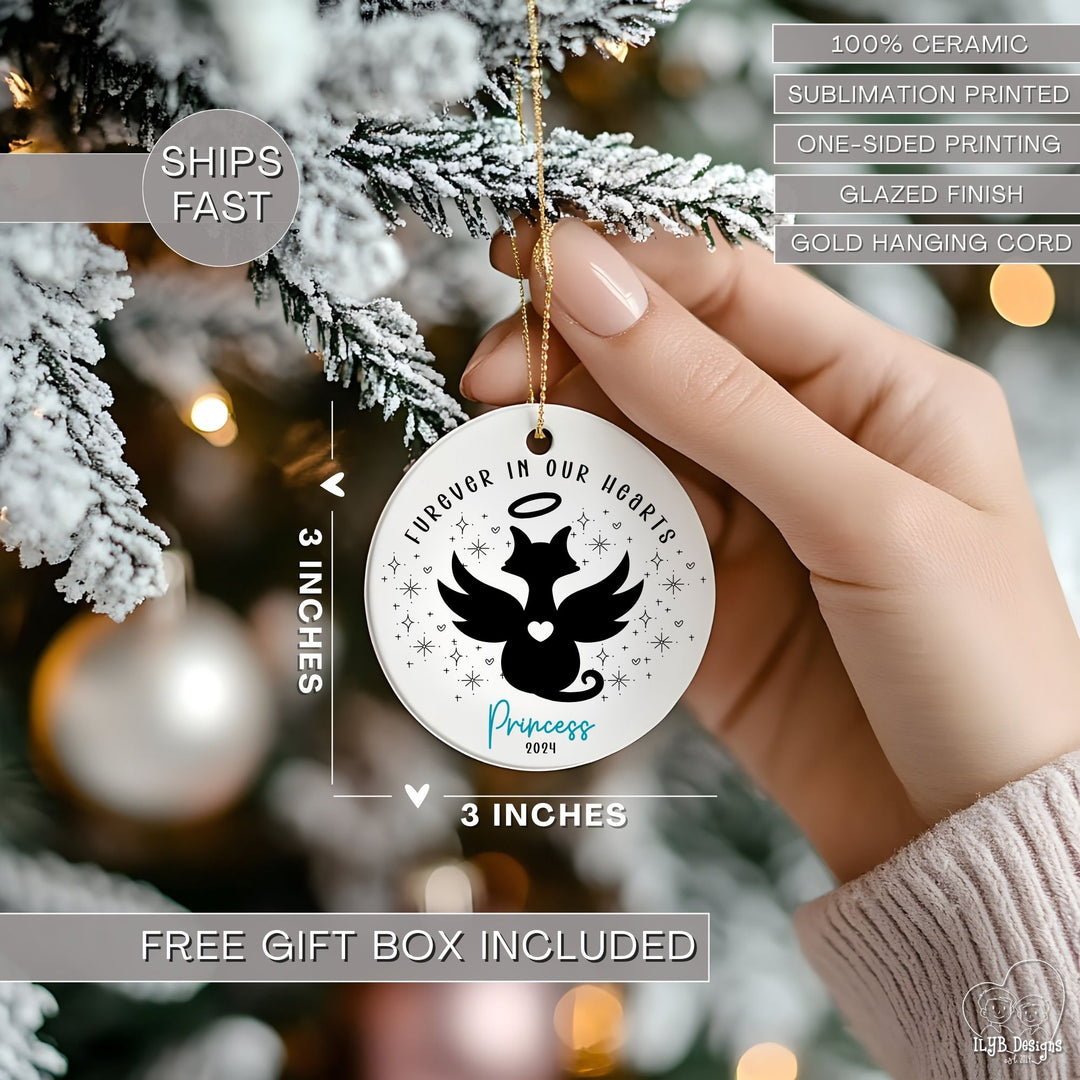 Furever in Our Hearts Dog & Cat Angel Memorial Ornament | Personalized Pet Memorial Ornament