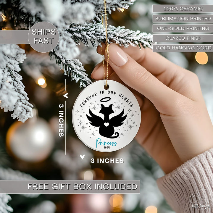 Furever in Our Hearts Dog & Cat Angel Memorial Ornament | Personalized Pet Memorial Ornament