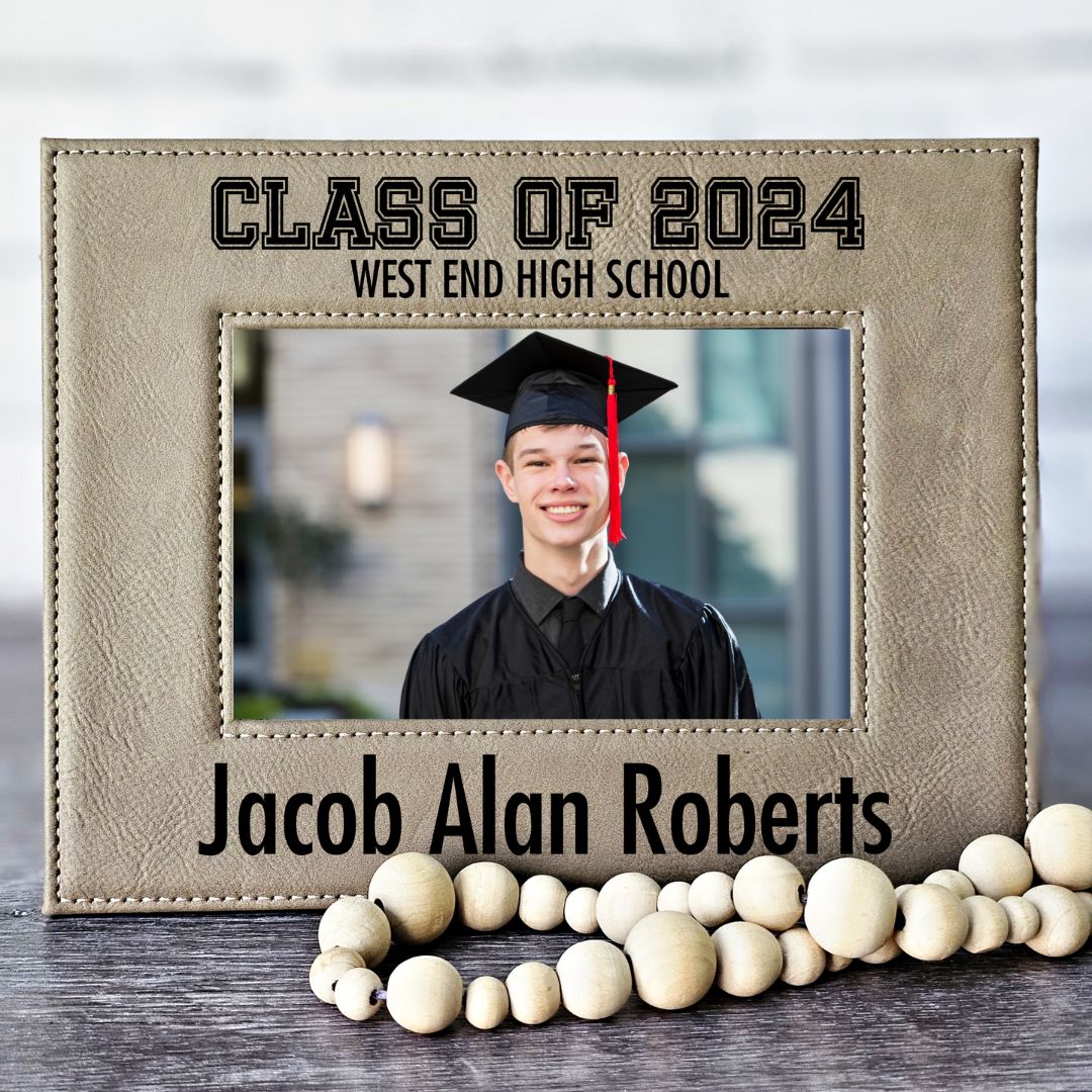 Graduation Picture Frame Engraved Light Brown/Black | Class of 2024 Graduation Gift