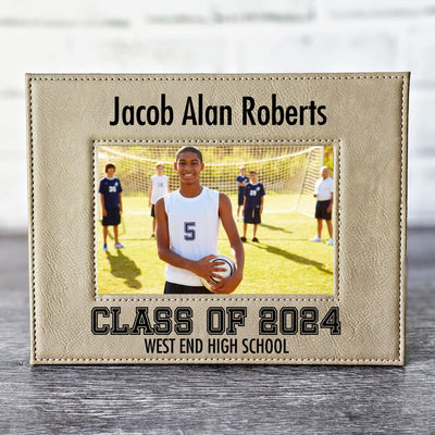 Graduation Picture Frame Engraved Light Brown/Black | Class of 2024 Graduation Gift