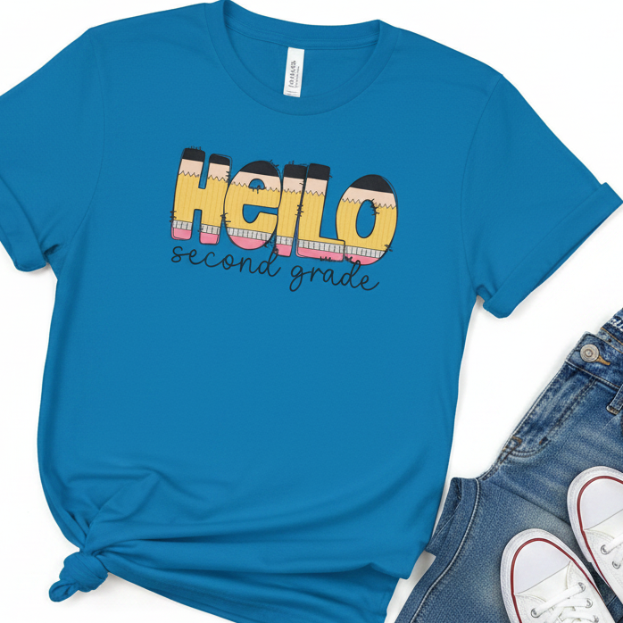 A bright blue short-sleeve kids&
