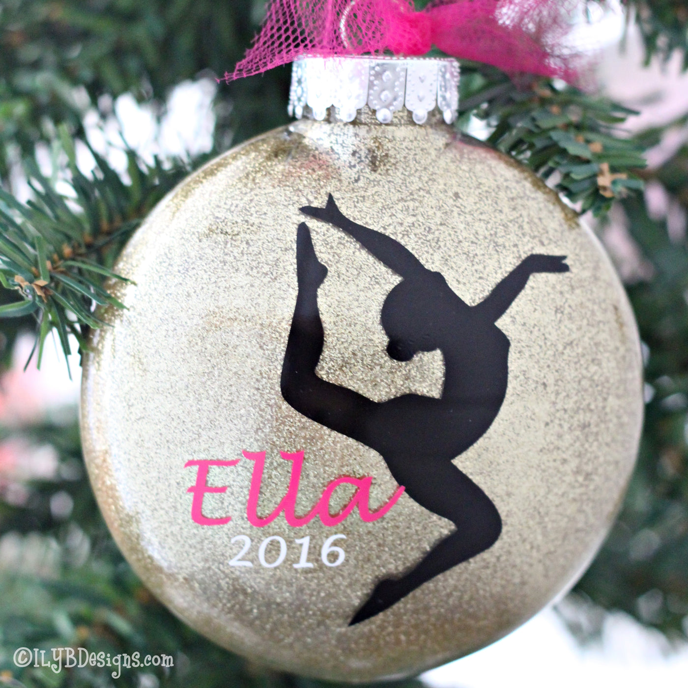 Dancer Silhouette Christmas Ornament | Sports Ornament | Personalized Glitter