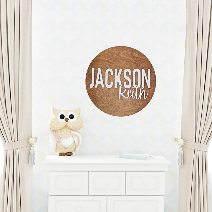 Nursery Name Solid Round Sign | Nursery Sign