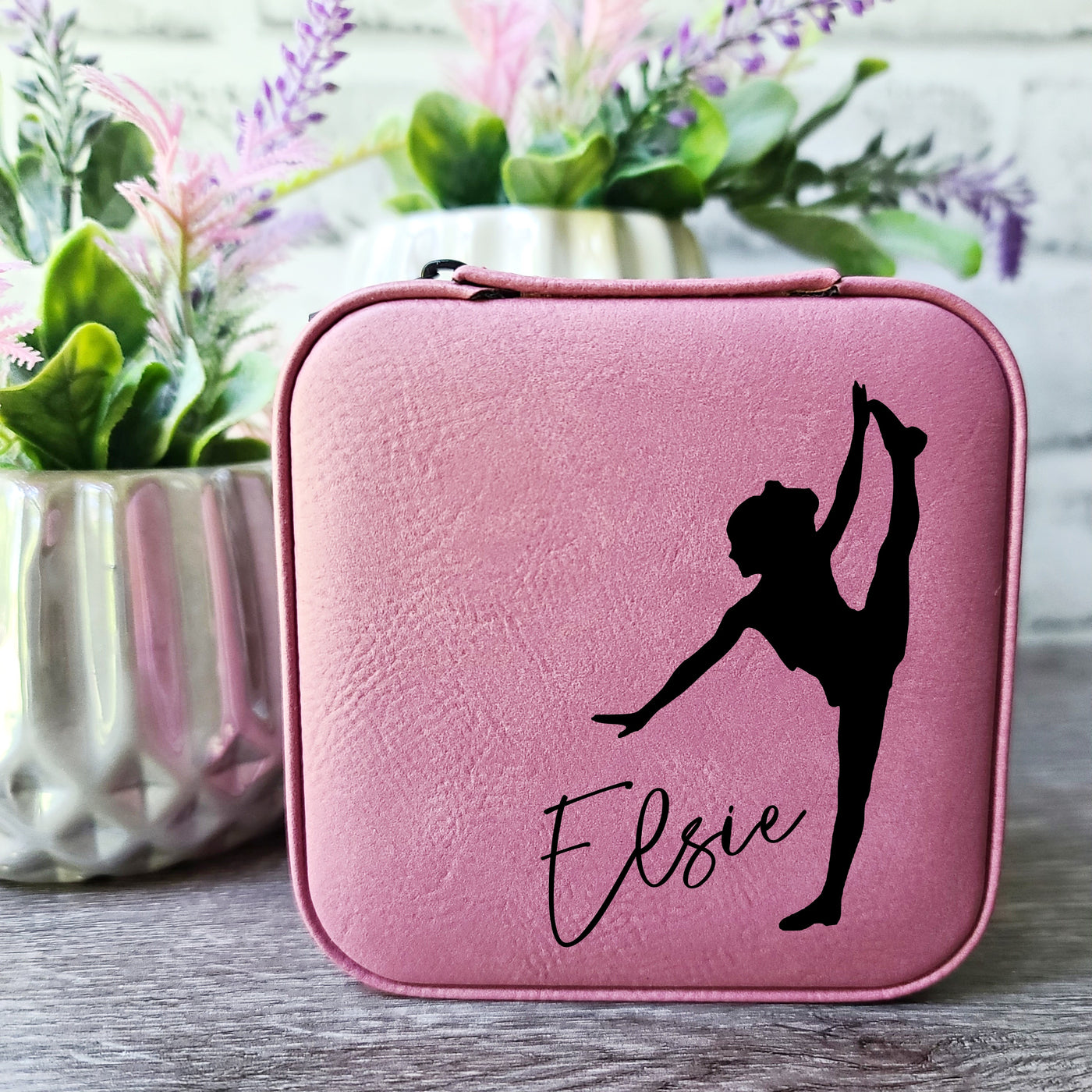 Standing Dancer Silhouette & Name Travel Jewelry Box