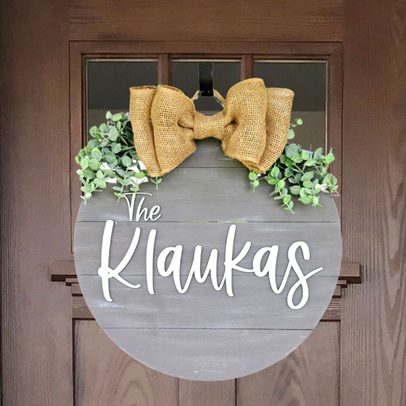 Personalized Family Name Round Shiplap Sign | Door Hanger