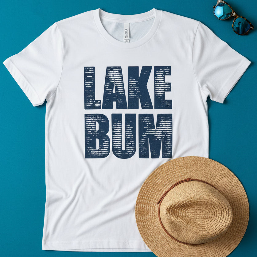 A white short-sleeve t-shirt featuring the words &
