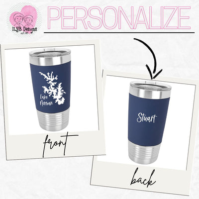 Custom Lake Silhouette Laser Engraved Tumbler | Personalized Stainless Steel Tumbler