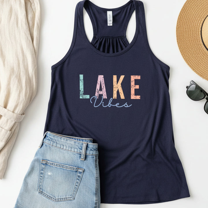 A dark navy blue racerback tank top with &
