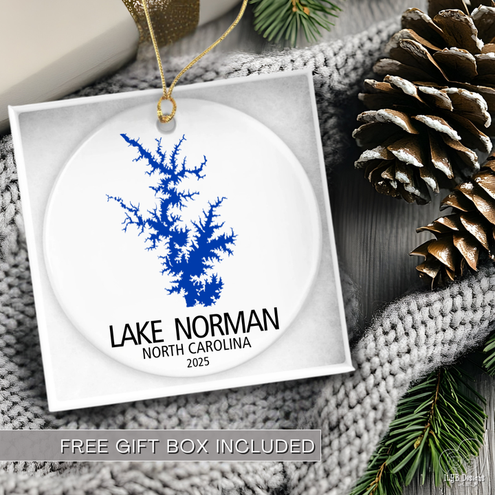Custom Lake Ornament Personalized with ANY Lake | Ceramic Keepsake Christmas Ornament