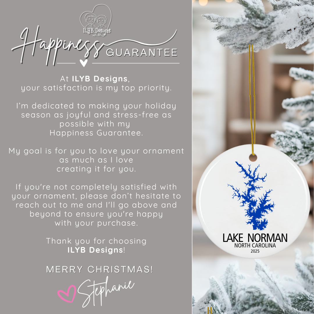 Custom Lake Ornament Personalized with ANY Lake | Ceramic Keepsake Christmas Ornament