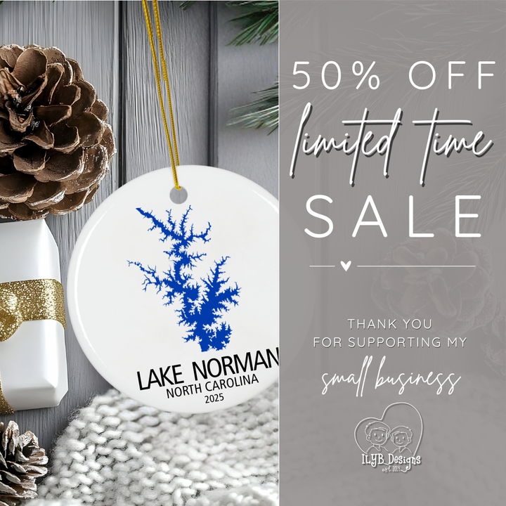Custom Lake Ornament Personalized with ANY Lake | Ceramic Keepsake Christmas Ornament