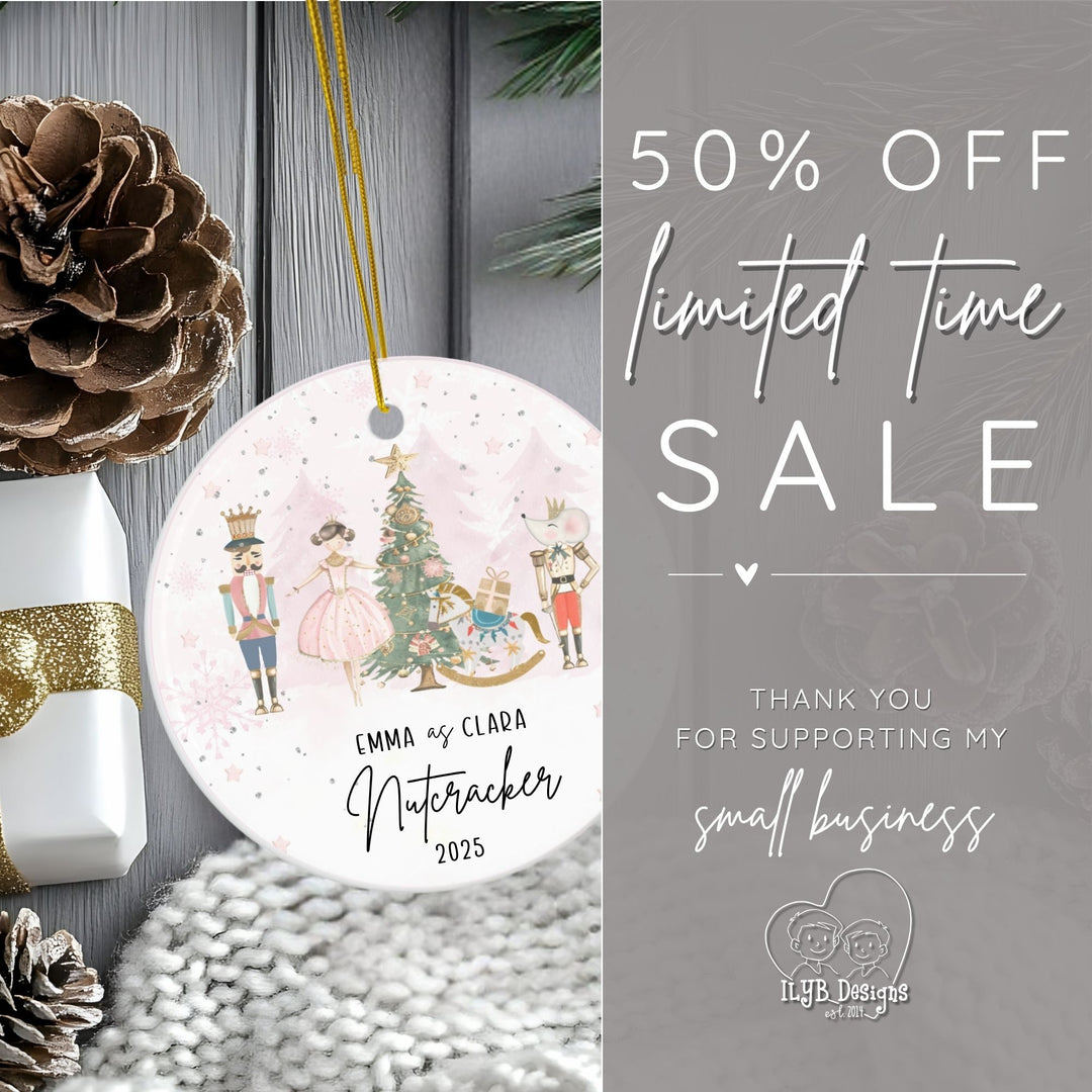 50% off limited time sale, no code needed. Thank you for supporting my small business. ILYB Designs logo on bottom.