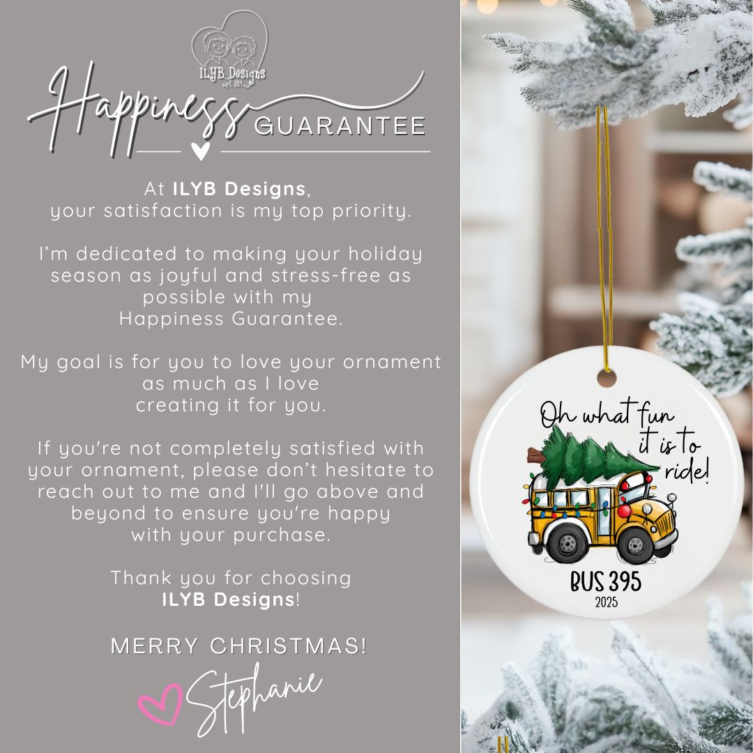 Oh What Fun it is to Ride Bus Driver Ornament Personalized | Ceramic Keepsake Christmas Ornament